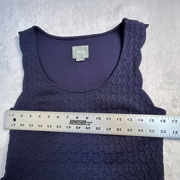 Maeve Womens Navy Blue Textured Sleeveless A-Line Dress Medium Scalloped Back - Picture 9 of 12
